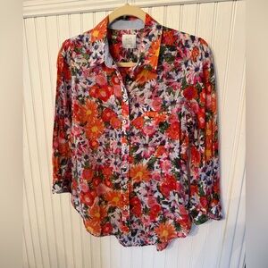 Anthropologie HD in Paris Hanalei Floral Button Up Blouse 4
